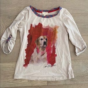 5for$40! Anthropologie LIMITED EDITION dog art top
